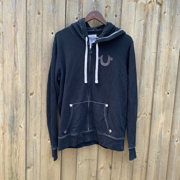 True Religion Logo Hoodie Black XL - Picture 2 of 6